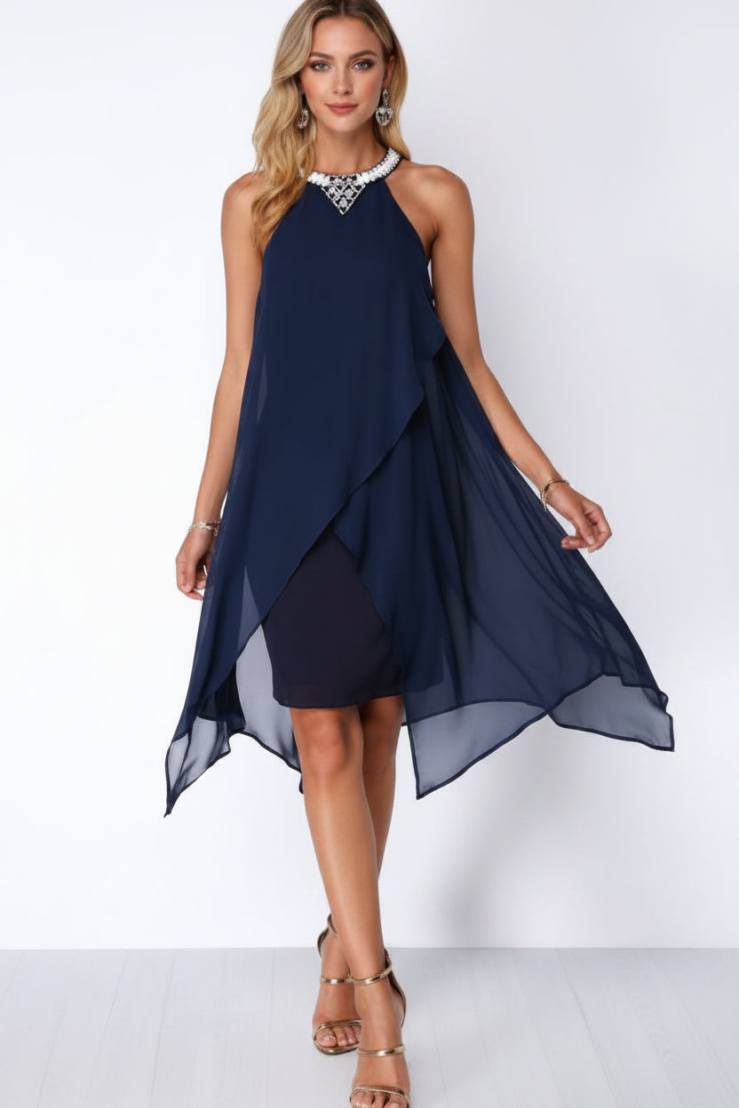 Celeste | Midnight Chiffon Dress
